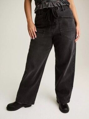 Torrid Jeans 22 S Black Relaxed Loose Fit Straight Leg High Rise Plus Size NWT
